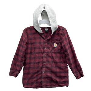 Carhartt Flannel Hooded Shirt Youth Boys Large Outdoor Camp Hiking Skater Gorp